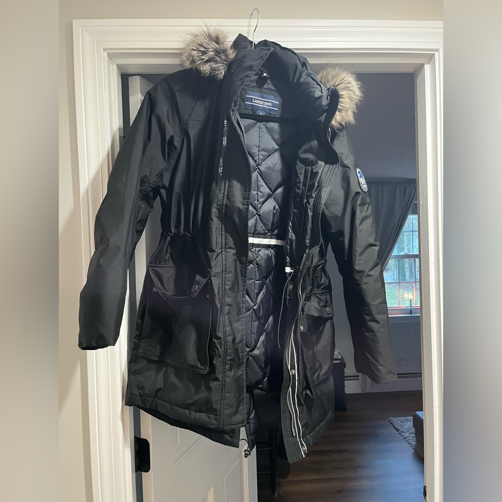 Lands End Puffer Coat With Fur Hood